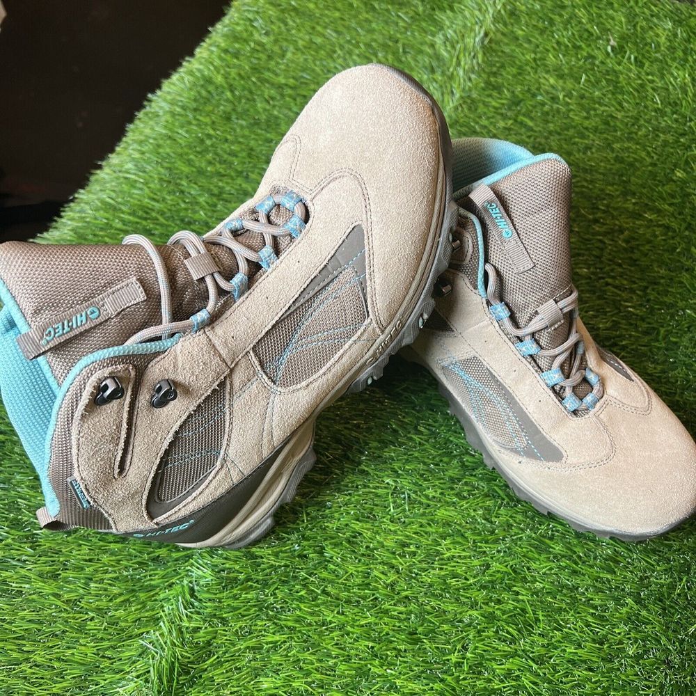 Hi-Tec Hiking Boots Ohio Womens 11 Brown Turqoise Waterproof Suede Shoes‎